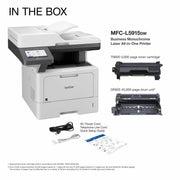 Brother MFC-L5915DW Monochrome Laser All-in-One Printer, Wireless, Duplex Print, 50 ppm, 5-Inch Touchscreen, Grey/Black