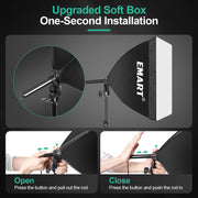 Emart 16x16 Softbox Photography Lighting Kit, 50W Dimmable LED Panels, Adjustable 3000K-6000K Color Temperature, Remote and App Control, 2 Pack