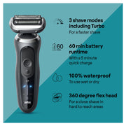 Braun Series 7 7185cc Electric Shaver with SmartCare Center, Waterproof, 3 Shave Modes, Beard Stubbler and Trimmer Attachments, Grey