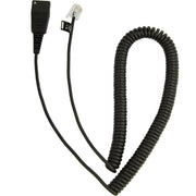 Jabra Quick Disconnect Coiled Cord, Modular RJ-10, 6.6 ft, Black, 8800-01-37