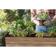 Keter Mobile Garden Planter, Ashwood Resin, Rectangle, 17.5 in W x 43.2 in D x 31 in H, 13.56 cu ft Capacity, Mobile with Wheels, UV and Rust Resistant, 270922