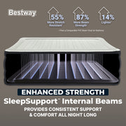 Bestway SleepSupport Queen Air Mattress, 24 in Thick, Built-in AC Pump, Durable PVC, Indoor Use