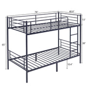 Zimtown Twin over Twin Steel Bunk Beds Frame Ladder Bedroom Dorm Room, Navy Blue