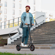 AOVOPRO TMAX Electric Scooter, 500W Motor, 21 mph Top Speed, 10-Inch Solid Tires, Dual Hydraulic Shock Absorption, Dual Braking System, App Control, Gray