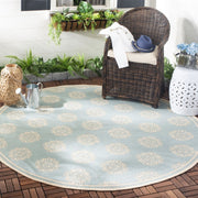 Safavieh Beach House Callahan Geometric Indoor/Outdoor Runner Rug, Cream/Aqua, 2 ft x 8 ft, Weather Resistant, Non-Shedding, Easy to Clean, BHS181L-5