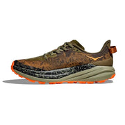 Hoka Speedgoat 6 Trail Running Shoes, Ultralight Cushioning, Vibram Megagrip Outsole, Protective Toe Bumper, Antique Olive/Squash, Men's Size 11 Medium