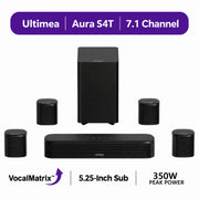 Ultimea Aura S4T 7.1-Channel Surround Soundbar with 4 Wireless Surround Speakers, 5.25-Inch Subwoofer, Bluetooth 6.0, HDMI ARC, App Control