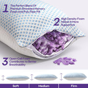 SORMAG ZSFGYXSHM-Q Cooling Pillows Queen Size Set of 2 Shredded Memory Foam Gel Pillows for Side Back Stomach Sleepers