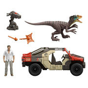 Jurassic World JGB59 Rebirth Launch 'N Battle Vehicle with 1 Human & 1 Raptor Figure, Turret & Projectiles