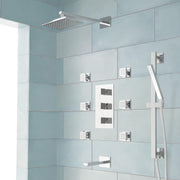 Slide rail set with hand shower and flexible hose - brass - Chrome