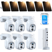 TOGUARD Security Camera System SC23, 10-Channel Solar-Powered 4MP Dome Cameras with 360 Pan Tilt, Two-Way Audio, IP66 Waterproof, Night Vision, 500GB HDD