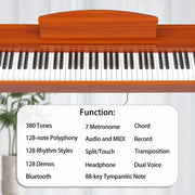Ktaxon GPP-203 88 Key Keyboard Piano Weighted Action Electronic Keyboard, Walnut