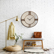 Creative Co-Op Round Mirrored Wall Clock with Gold Finish Metal Frame, Silent Movement, Battery Powered