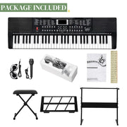 Glarry GEP-110 61 Keys Keyboard With Piano Stand, Bench, Built In Speakers For Beginners