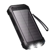 SOLPOWBEN 30000mAh Solar Charger for Cell Phone iPhone  Portable Solar Power Bank with Dual 5V USB Ports  2 LED Light Flashlight  Compass Battery Pack for Outdoor Camping Hiking (Black)