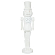 Way To Celebrate DIY Animated Giant Pumpkin Nutcracker, 6 ft Tall, White Blow Mold Plastic, Motion-Activated Sound and LED Lights, Customizable Halloween Decoration