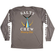 Salty Crew Tailed Long Sleeve Sunshirt for Men, Moisture Wicking, UPF 50+ Protection, Charcoal, 2XL, 20135037