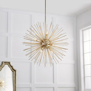 Quorum Electra Eight Light Pendant, Transitional Style, Aged Silver Leaf Finish, 23 in Height and Width, 600-8-60