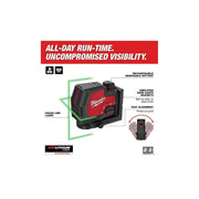 Milwaukee 3521-21 100 ft. REDLITHIUM Lithium-Ion USB Green Rechargeable Cross Line Laser Level with Charger