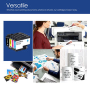 Denvoer LC406XL Printer Ink Cartridge 4-Pack Color Combo High Yield for Brother MFC-J4335DW Series