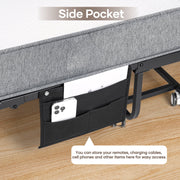 Naipo Folding Bed with 5.5 in Thick Mattress, Twin Size 75 x 38 in Rollaway Bed, Heavy-Duty Metal Frame, Portable Side Pocket, 360 Swivel Casters