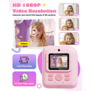 Seckton Dual-Lens Instant Print Camera for Kids, 48MP Photos, 1080P Video, Thermal Printing, Pink, 1300mAh Battery