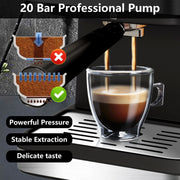 Bluebow Cm3010 Stainless Steel Espresso Machine 20 Bar With 1.5L Water Tank & Milk Frother