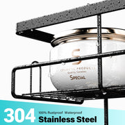 Aitatty Over The Door Shower Caddy, Stainless Steel Bathroom Organizer, Black, 2 Soap Holders, Toothbrush Slot, 4 Hooks