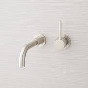 Signature Hardware SHWSCLE207ZBN Lexia 1.2 GPM Wall Mounted Widespread Bathroom Faucet with Pop-Up Drain Assembly, Brushed Nickel