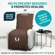 Lunderg Alternating Air Pressure Pad Recliner Chair Cushion Pressure Relief Bed Sore Prevention Medical-Grade Mattress Pad Cream UPC-LUN-ALTRECLINER-CREAM-KIT