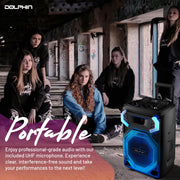 General Sound Co Portable Bluetooth Speaker, 12-Inch Woofer, 40W RMS, X-BASS, TWS, UHF Microphone, Dynamic LED Lights, Rechargeable Battery