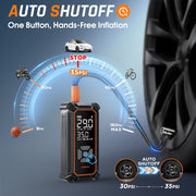 Ophanie Cordless Tire Inflator Portable Air Compressor 160PSI 6000mAh Battery LED Light Digital Pressure Gauge for Car Tires Bike Motorcycle TIC3V417