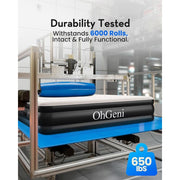 OhGeni Queen Air Mattress, 18-Inch Raised, Built-in Electric Pump, Durable PVC, Portable, Black, Supports Up to 650 lb, AMH5V269