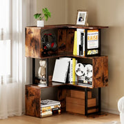 Easoger Corner Bookshelf, Wooden Corner Shelves Categorized Storage Convenient