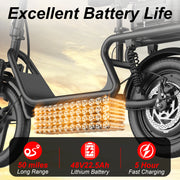 Printe N30SP Electric Scooter, 500W Motor, 14-Inch Tires, Adjustable Seat and Handlebar, Removable Rear Storage Box