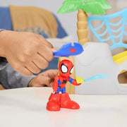 Hasbro Marvel Spidey and His Amazing Friends Water-Webs Spidey Island Playset with 3-Inch Articulated Spidey Figure, Jeff the Terrestrial Shark Minifigure, Pirate Accessories, Red/Blue