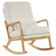 Ktaxon Mid Century Solid Wood Frame Accent Chair Beige-Teddy Fleece