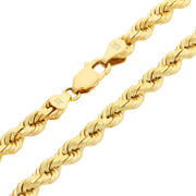 Nuragold 10K Yellow Gold 5mm Diamond Cut Rope Chain Necklace, 26in, Italian Jewelry for Men and Women NG10YRPH035-26