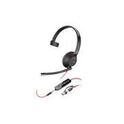 Poly Blackwire 5210 Monaural USB-C Headset with Active Noise Cancellation, On-Ear, 3.5mm Plug, USB-C/A Adapter, Black, 8X230AA