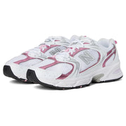 New Balance 530 Unisex Athletic Shoes with ABZORB Cushioning, White Pink Sugar Silver, MR530PK