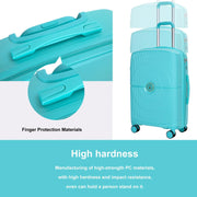 Landisun LA-PP04-Lake Blue Luggage Sets 3 Piece, Hard Shell Expandable Suitcase Set with Double Spinner Wheels Lake Blue