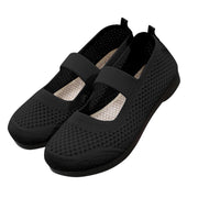 NOKIO Women Running Shoes, Breathable Knit Uppers, Soft Orthopedic Arch Support, Slip-On Sneakers, Wide Fit, Black