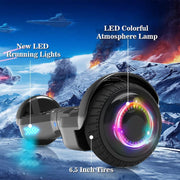 HOVERSTAR Starship Hoverboard with Bluetooth Speaker, Chrome Color Self Balancing Scooters with Science Fiction Design and 6.5 inch LED Wheels (Chrome Black)