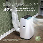 TCL H10PDH56W Q-Series 10,000 BTU (14,000 BTU) Portable Inverter Air Conditioner, White, 450 Sq.Ft.