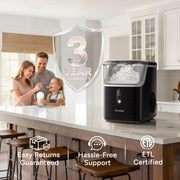 Goosiay Nugget Ice Maker Countertop Portable Ice Machine, Soft Chewable Pellet Ice, 33 lb Daily Output, Stainless Steel Black, HZB-15NB