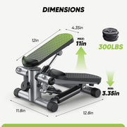 Edx Mini Stepper Machine, Portable Home Fitness Exercise Machine with Adjustable Resistance, Digital Display, Silver, 300 lb Capacity, TBJ-J01-V2-SR