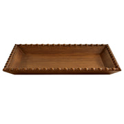 The Pioneer Woman Harper Decorative Tray, Rustic Brown Wood Rectangle with Beaded Rim, 18.7 x 12.4 in