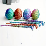FlexiLiving 4 Pairs 3D Printed Flexible Jointed Dragon Figures with Colorful Eggs Collectible Decor Set