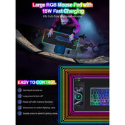 Miroddi Wireless Charging Gaming Mousepad with 15W Fast Charging, Large 31.5 x 11.81 in Black
