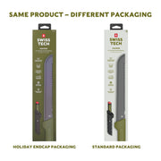 Swiss Tech Hacken Tactical Machete, 18-Inch Titanium-Coated Stainless Steel Sawtooth Blade, Green Rubber Handle, D31386